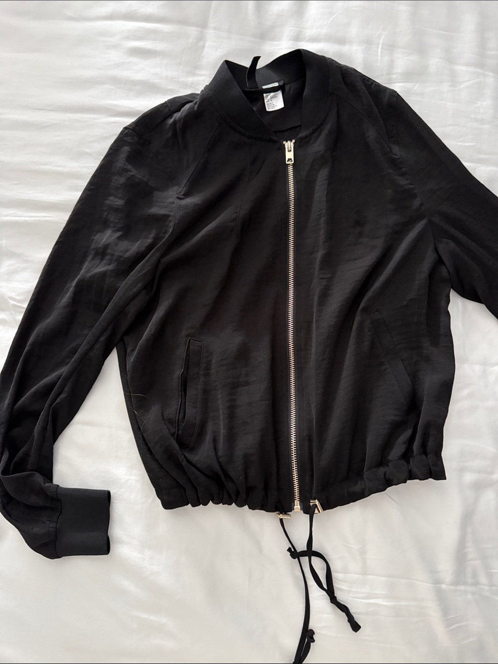 H&M Black Bomber Jacket with Gold Zipper